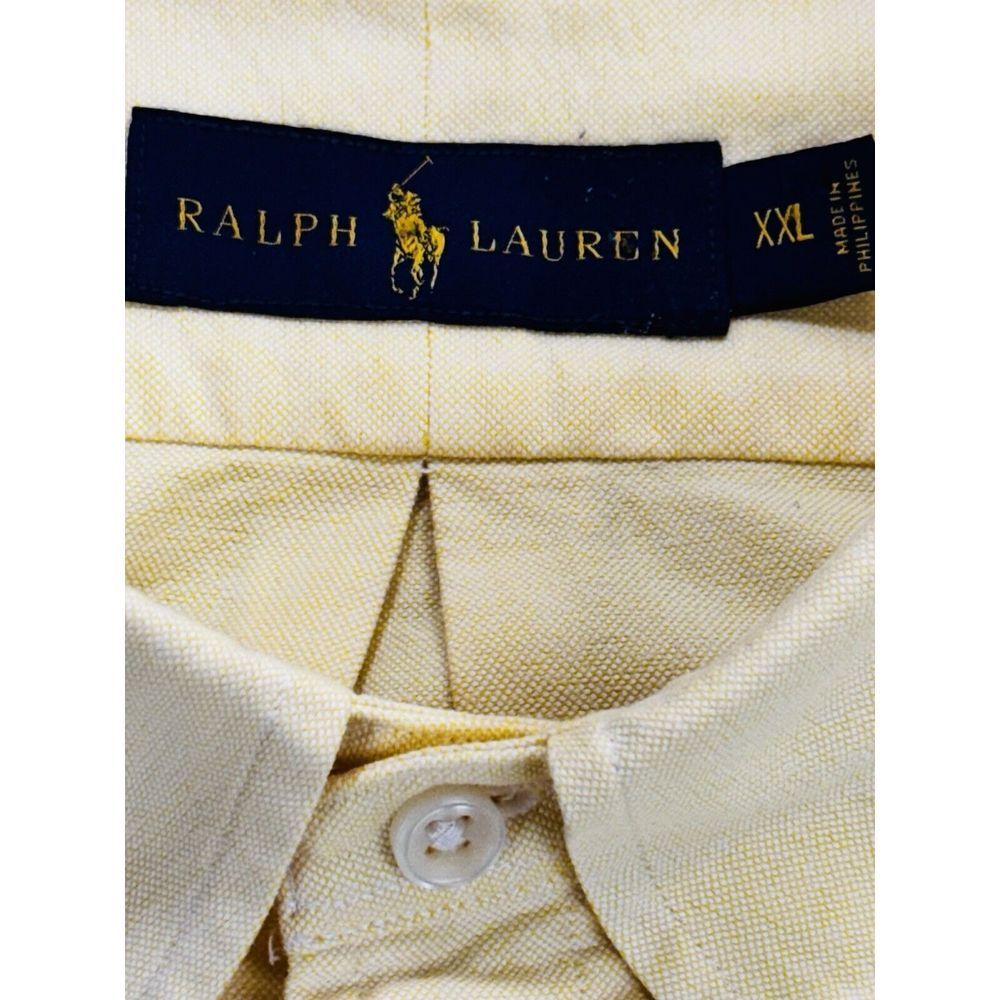 RALPH LAUREN Oxford Shirt Men 2XL Yellow  Button‎ Down LS Flesh Pony - Picture 4 of 10